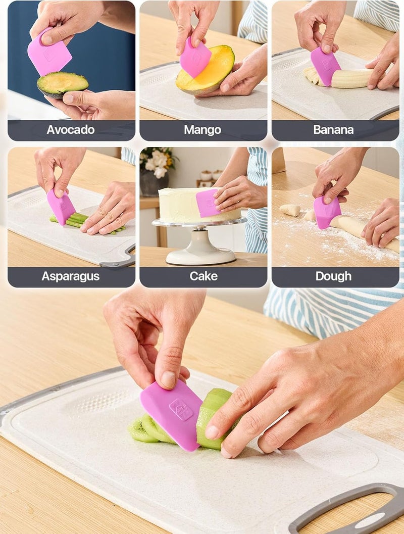 CLUEAPOP مكشطة المقلاة - مجموعة أدوات مكشطة بلاستيكية مكونة من 5 قطع - مكشطة أطباق للحديد الزهر - غير خادشة لتنظيف الأواني - مكشطة مطبخ مقاومة للانزلاق وحرارة عالية - Image 5